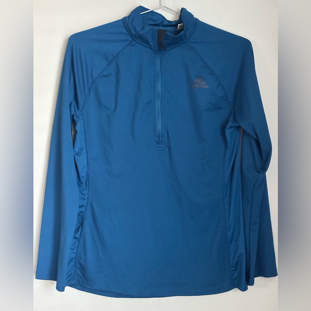 Adidas Women’s Blue Quarter-Zip Pullover – Size Medium